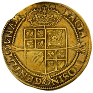 1624 Laurel Gold Coin James I Hammered mm trefoil