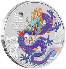 2024 1oz Perth Mint Year of the Dragon Coloured Silver Coin - Purple Dragon