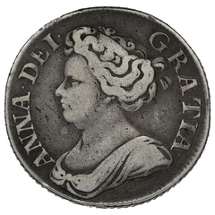 1712 Silver Shilling Coin Queen Anne