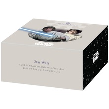 2023 50p Luke Skywalker & Princess Leia Star Wars Proof Gold Coin Boxed