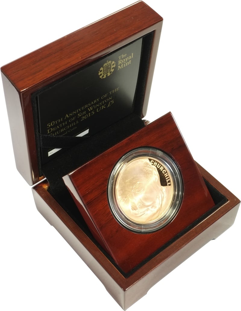 2015 Proof Gold Crown £5 Coin 50th Anniversary of the Death of Sir Winston Churchill Boxed
