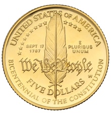1987 Proof Bicentenary of the Constitution - American Gold Commemorative $5