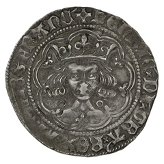 1422-1427 Silver Groat Fourpence Coin Henry VI Annulet Issue mm Pierced Cross