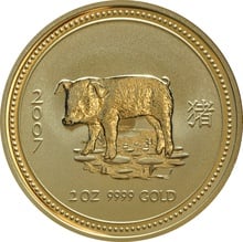 2007 Year of the Pig Gold Coin 2oz Perth Mint Australian Lunar Series