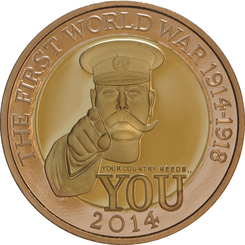 2014 Proof £2 Coin Gold Double Sovereign 100th Ann WWI