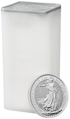 Tube of 25 2025 Britannia One Ounce Silver Coins