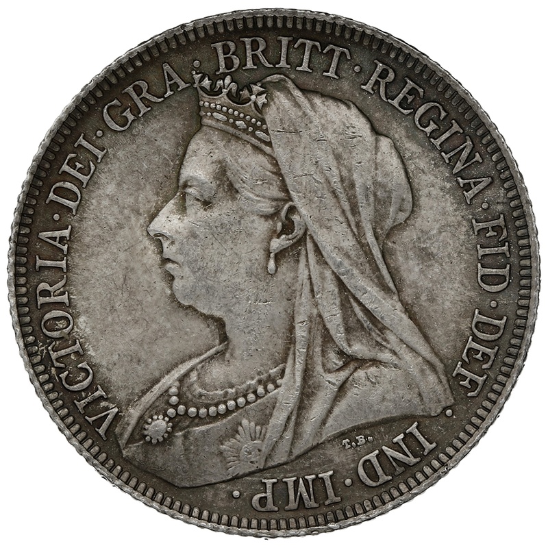 1896 Silver Shilling Coin Queen Victoria