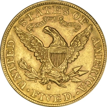 1887 $5 Half Eagle Liberty Head S NGC AU55