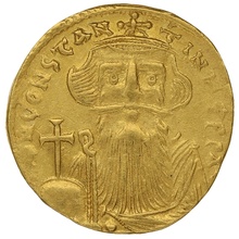 641-668 Gold Solidus Coin Constans II Constantinople