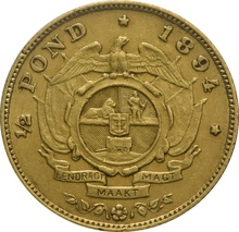 1894 1/2 Pond Gold Coin South Africa