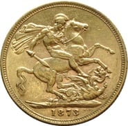 1873 Gold Sovereign Coin Queen Victoria Young Head Sydney