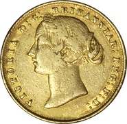 Gold Sovereign Victoria Sydney Mint Design Type 2 1857-1870