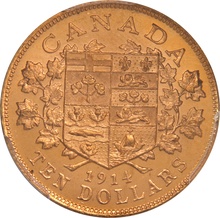 1914 Canada $10 Gold Coin PCGS MS63+
