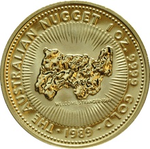 1989 Australian Kangaroo Gold Nugget Coin 1oz
