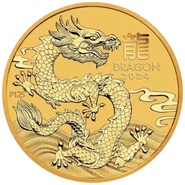 2024 Year of the Dragon Gold Coin 1/4oz Perth Mint Australian Lunar Series