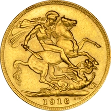 1916 Gold Sovereign Coin George V NGC AU58