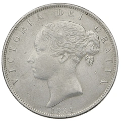 1884 Silver Half Crown Coin Queen Victoria