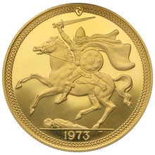 1973 Gold £5 Proof Coin Quintuple Sovereign Isle Of Man