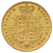 1867 Gold Half Sovereign Queen Victoria Young Head Shield Back