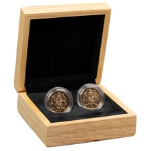 Oak Coin Gift Box for 2 Sovereigns or 2 1/4oz Coins
