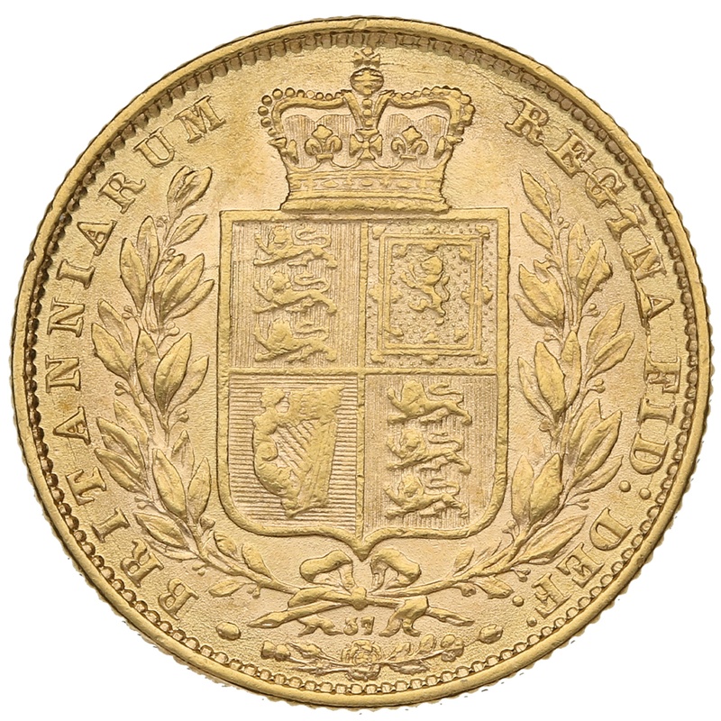 1872 Gold Sovereign Coin Queen Victoria Young Head Shield Back