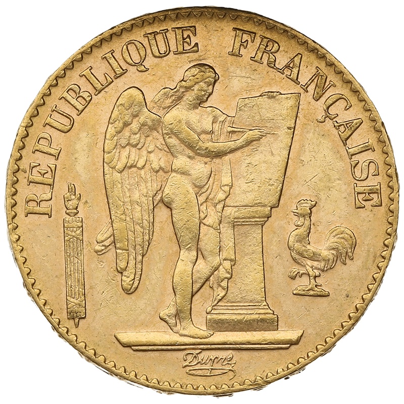 1889 French 20 Francs Gold Coin Guardian Angel A
