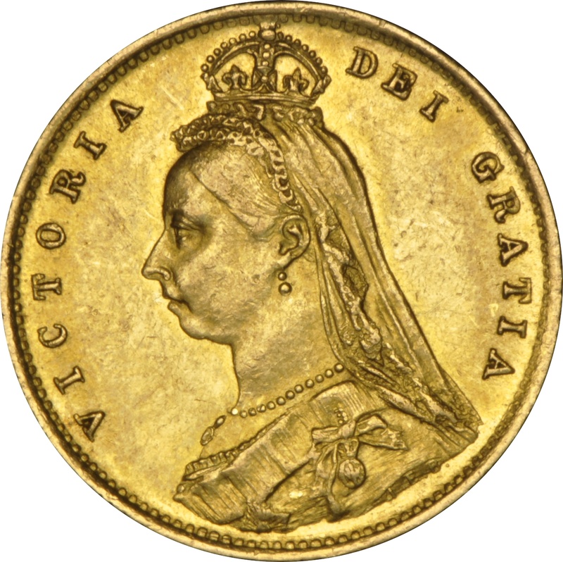 1887 Gold Half Sovereign Queen Victoria Jubilee Head Shield Back NGC AU58
