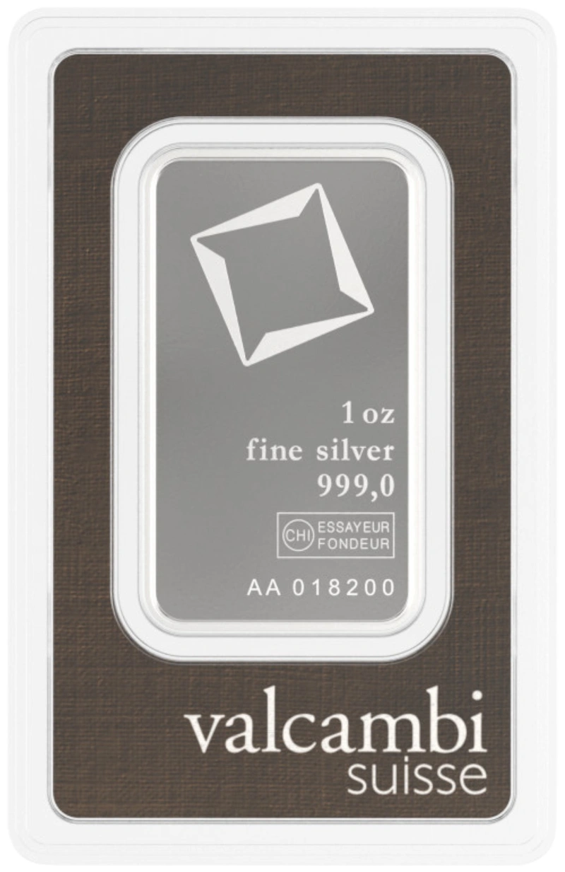 1oz Silver Bar Valcambi - From £109.08 | BullionByPost