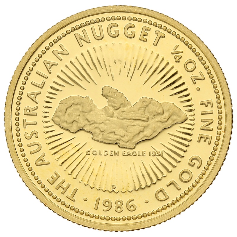 1986 Proof 1/4oz Australian Kangaroo Gold Nugget Coin