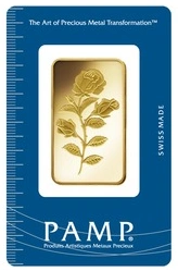 1oz Gold Bar PAMP Rosa Minted Gift Boxed