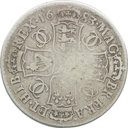 1683 Silver Half Crown Coin Charles II Fine