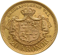 Swedish 20 Kronor Gold Coin Oskar II 1877-1899