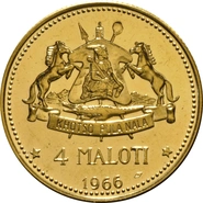 1966 Lesotho 4 Maloti Gold Coin Independence