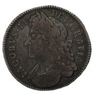 1687 Silver Half Crown Coin James II TERTIO