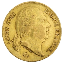 1816 20 French Francs - Louis XVIII Bare Head - A
