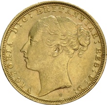 1885 Gold Sovereign Coin Queen Victoria Young Head Sydney