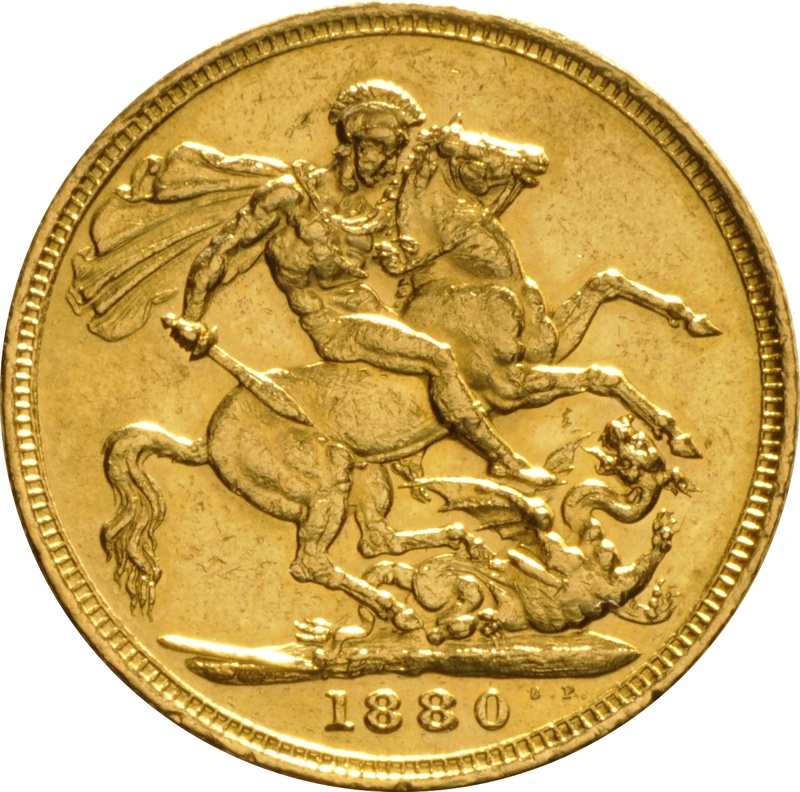1880 Gold Sovereign Coin Queen Victoria Young Head Melbourne