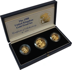 1988 Proof Gold Sovereign 3 Coin Set Boxed