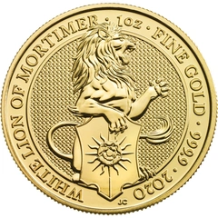 2020 1oz White Lion of Mortimer Gold Coin Queen's Beasts PCGS MS69
