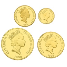 1992 Solomon Islands 50th Anniversary Battle of Coral Sea 4 Coin Gold Proof Set Boxed