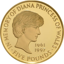 1999 Proof Gold Crown £5 Coin Diana Princess of Wales Memorial NGC PF69