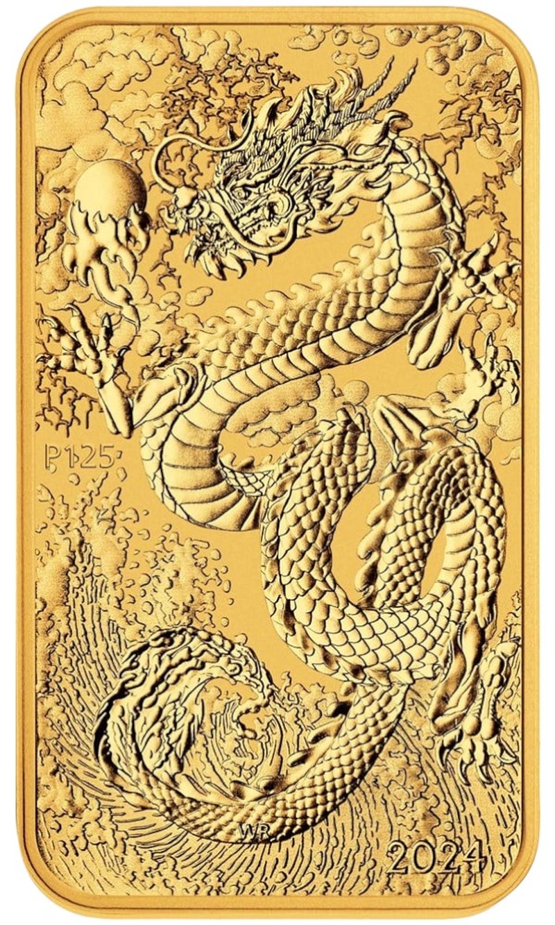 2024 Perth Mint 1oz Dragon Rectangular Gold Bar (Coin)