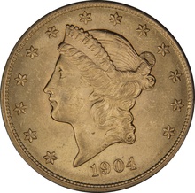 1904 $20 Gold Coin Double Eagle Liberty Head Philadelphia NGC MS64