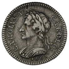 1665 Silver Shilling Coin Charles II Pattern Rare