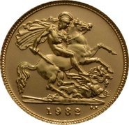 1982 Gold Half Sovereign Elizabeth II Decimal Head