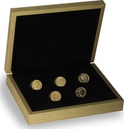 5 x Gold Sovereign Portrait Set Gift Boxed