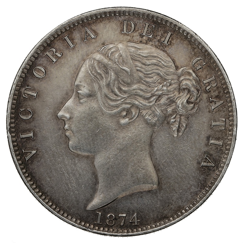 1874 Silver Half Crown Coin Queen Victoria