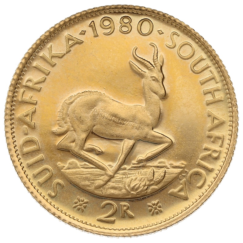 1980 R2 Gold Coin 2 Rand South Africa