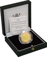 2001 £2 Two Pound Proof Gold Coin: Marconi, Wireless Bridges Boxed