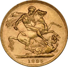 1885 Gold Sovereign Coin Queen Victoria Young Head NGC AU58